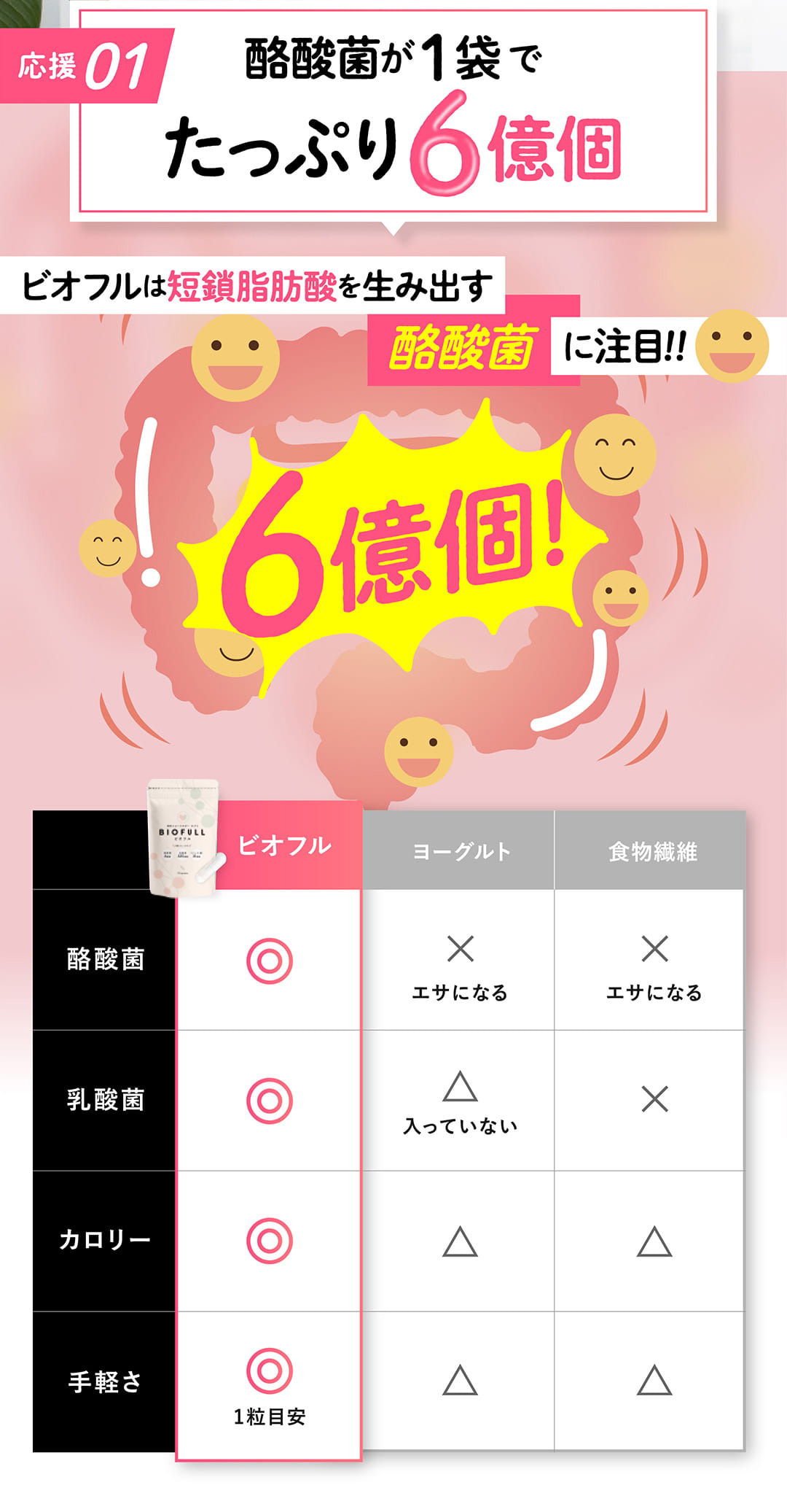 酪酸菌が1袋でたっぷり6億個